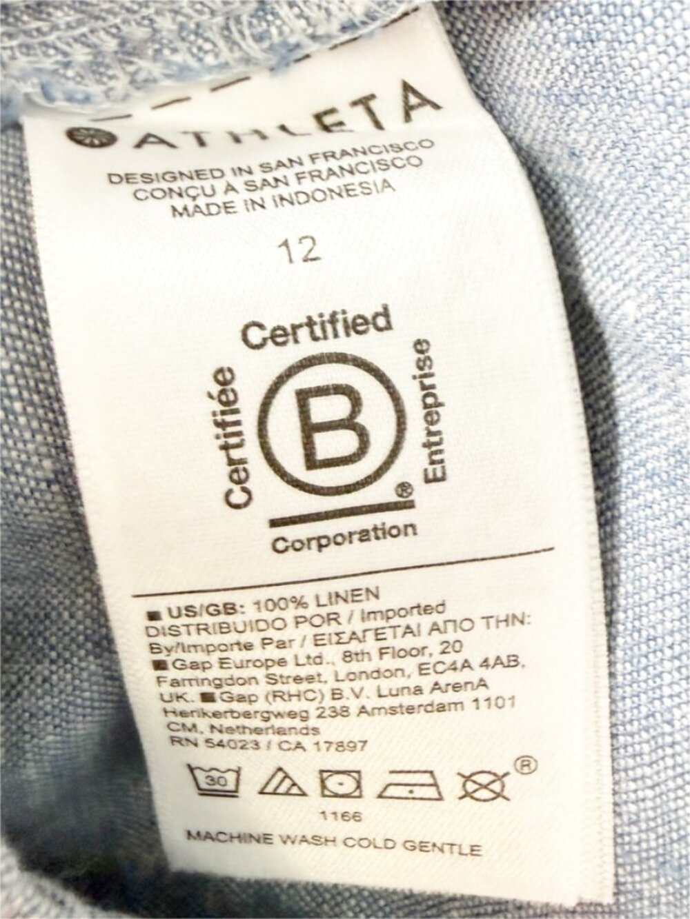 Athleta Retreat blue linen wide leg drawstring pant size 12 - Picture 6 of 8
